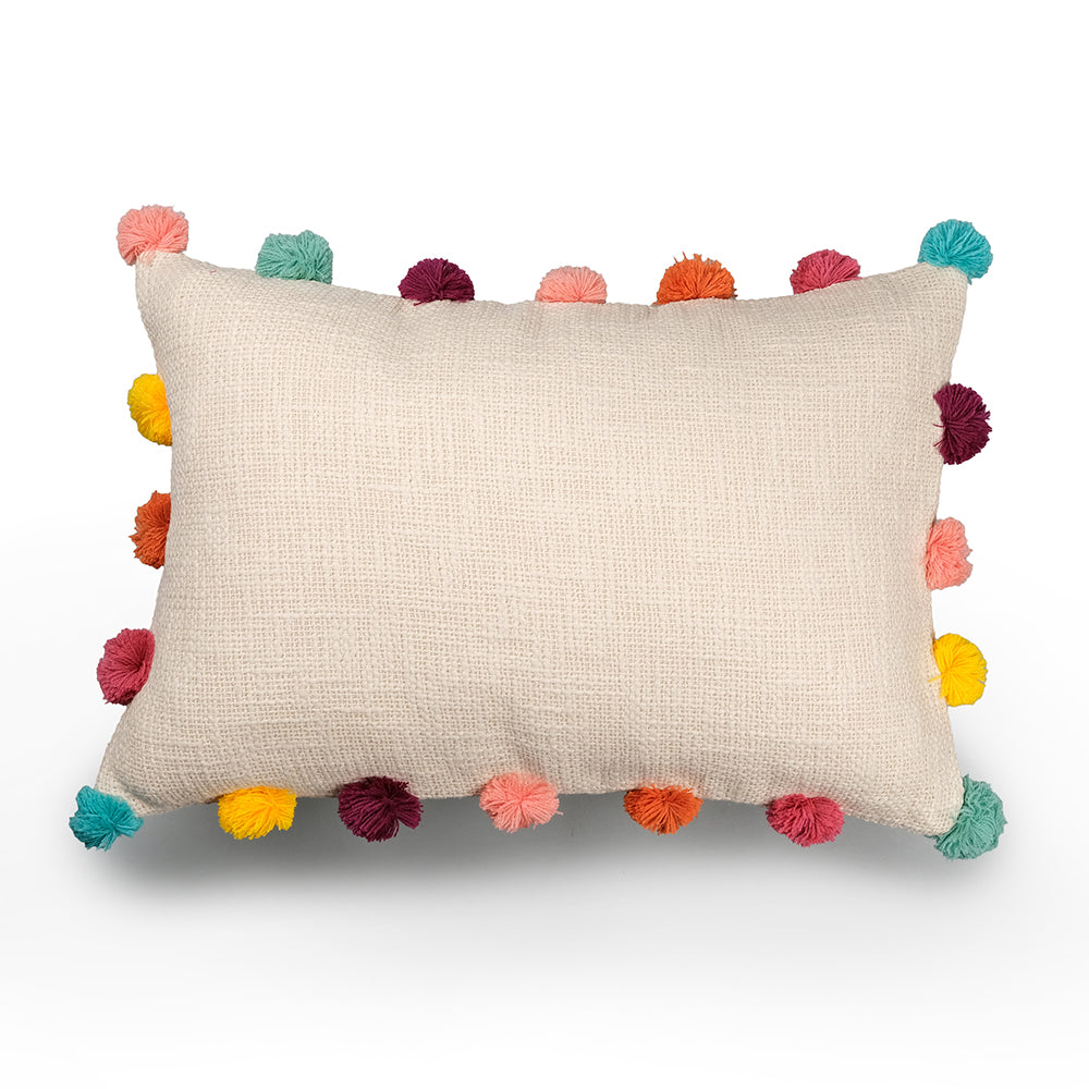 Cotton offers Rectangle Cushion Cover Pompom Pillowcase with Balls Kp19