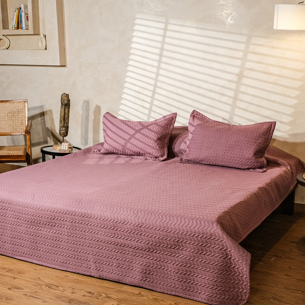 Burgundy Solid Quilted Bedcover