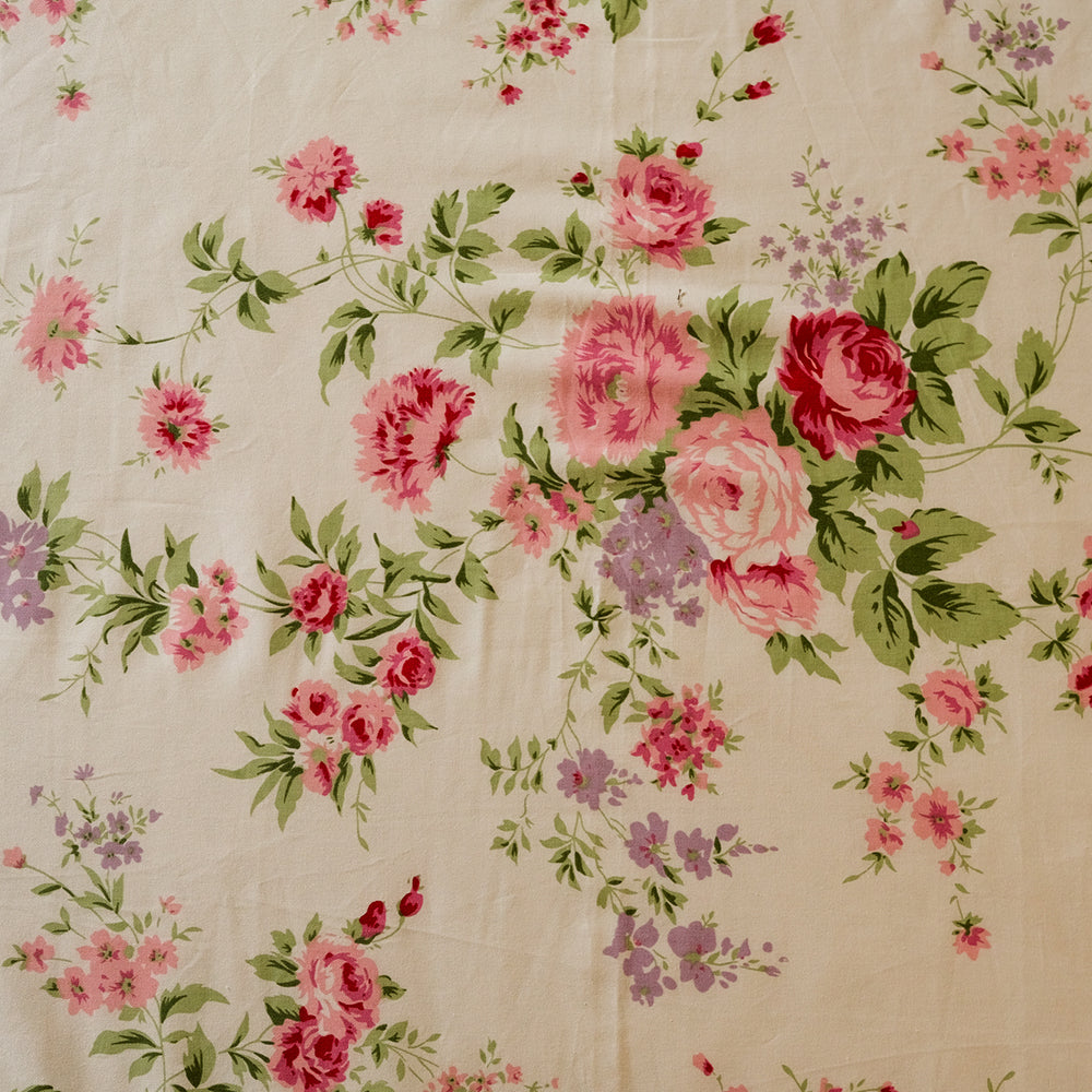 Pure Cotton -White, pink &amp; peach floral bedsheet