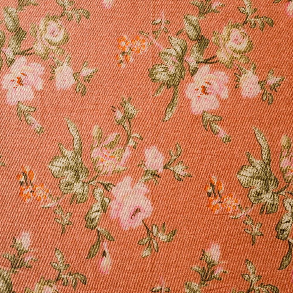 Pure Cotton -Peach &amp; pink floral bedsheet