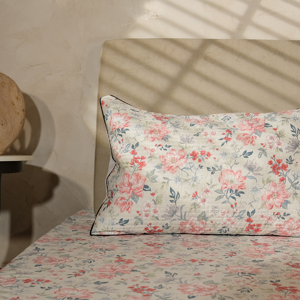 Pure Cotton -White floral bedsheet