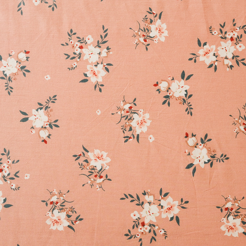 Pure Cotton - Ivory &amp; Peach floral bedsheet