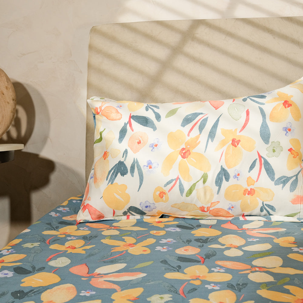 Pure Cotton -Blue floral bedsheet