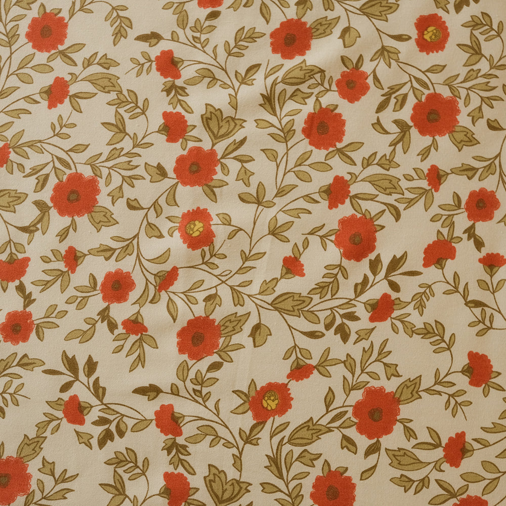 Pure Cotton -Peach &amp; white floral bedsheet