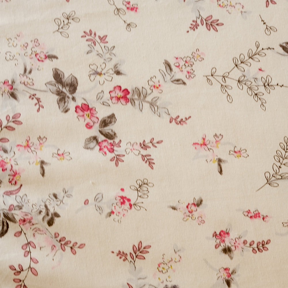 Pure Cotton -Ivory &amp; grey floral bedsheet