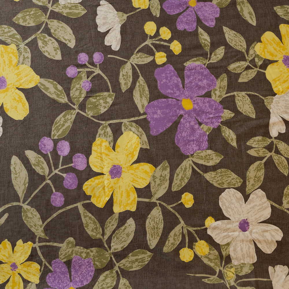 Pure Cotton -Dark Grey multicolor floral bedsheet