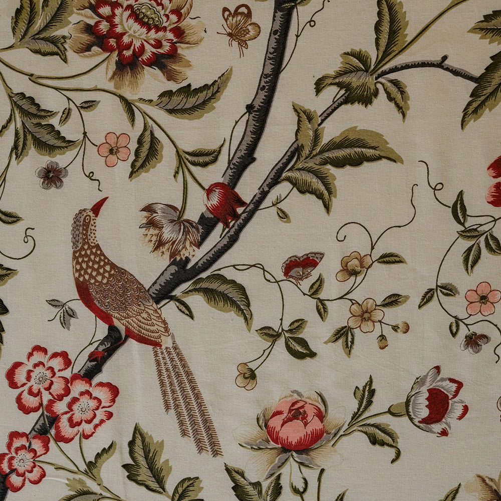 Pure Cotton -Ivory base bird and floral print bedsheet